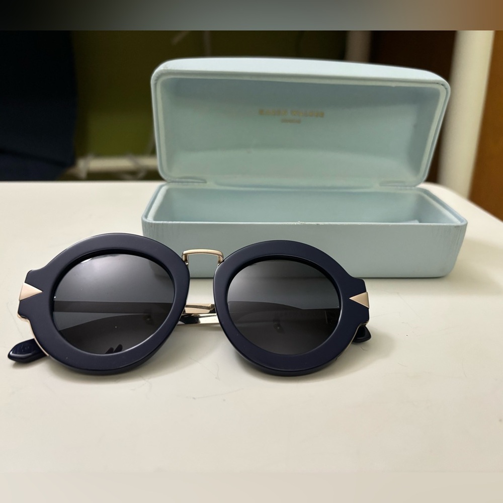 Karen Walker Dark Blue Round Sunglasses